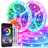 TVLIVE Striscia LED 15M, RGB 5050 Luci LED Cambia Colore, APP Bluetooth e Telecomando a 40 tasti, Sincronizzazione musica e ...