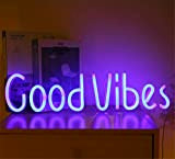Ulalaza Neon Light Sign LED Good Vibes Night Lights USB Operato Decorative Marquee Sign Bar Pub Store Club Garage Home ...