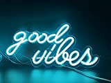 Ulalaza Neon Light Sign LED Good Vibes Night Lights USB Operato Decorative Marquee Sign Bar Pub Store Club Garage Home ...