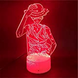 Un pezzo Rufy 3D lampada notturna regalo con 16 cambiamenti di colore e telecomando, regali per bambini da 3 4 ...