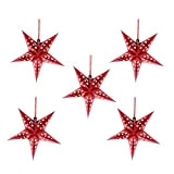 Uonlytech 5 lanterne a forma di stella, di carta, 45 cm, decorazioni natalizie di carta, lanterne a stella, luci per ...