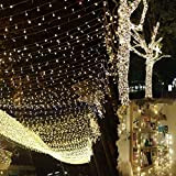 Uping Catena Luminosa Stringa di Luci 300 LED, per Festa Giardino Natale Halloween Matrimonio(Bianca Calda)