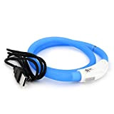 USB Collare luminoso di silicone Collare per cane Collare luminoso per cane ricaricabile tramite USB (Misura S-L cm 18-65 accorciabile) ...