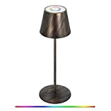 uuffoo Lampada da tavolo a LED a batteria metallo portatile, dimmerabile, senza fili, con interruttore touch, in RGB, cambia colore, ...