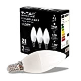 V-TAC Lampadina LED a Candela con Attacco Edison E14, 4,5W (Equivalenti a 45W), Candela, 470 Lumen, Luce Bianca Calda - ...