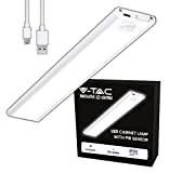 V-TAC Luce Armadio LED con Sensore di Movmento Ricaricabile USB – Lampada Rettangolare Ultra Sottile con Strisce Adesive e Magneti ...