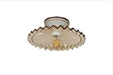 VANNI LAMPADARI - Lampada Da Soffitto Piatto Plissè Art.001/367 Diametro 30 in Ceramica Decorata a Mano Disponibile Colore Marrone