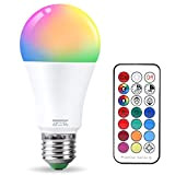 VARICART Lampadina RGB E27 10W, Cambiare Colore Lampadina LED con Telecomando, Bianco Caldo 3000K Dimmerabile Edison Lampadine Colorate - 12 ...