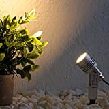 VBLED® Faretto da giardino da 6 W, con picchetto, 330 lumen, luce bianca calda, 3000 K, 12 Volt, alluminio, IP67, ...