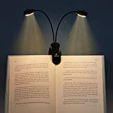 Vekkia - Luce da lettura a 12 LED, ricaricabile, a clip, per lettura, per musica, 2 luminosità e 2 cigni, ...