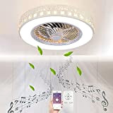 Ventilatore a Soffitto Bluetooth a LED con Plafoniera Ventilatore Altoparlante Musica Intelligente Luce del Ventilatore Moderna Invisibile Dimmerabile Fan da ...