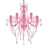 vidaXL Lampadari Vetro lampadario Cristalli Artificiali Rosa 5 luci