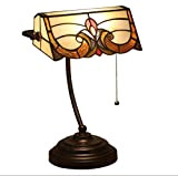 Vintage Barocco Macchiato da Tavolo in Vetro Lampada di Tiffany Style Banker Lampada Lampade da Tavolo con Pull Catena di ...