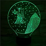 Virgo Zodiac 3D Lampada da notte Decorativa per interni Illuminazione verso l'alto Regalo di compleanno di Natale 7 Sensore tattile ...