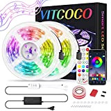 VITCOCO Striscia LED RGB 10M Musica, 12V Striscia 300 Leds, Bluetooth+Tasti Telecomando, Nastri Led Smartphone Android e IOS Controllato da ...