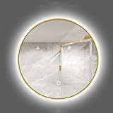 Vivarry Specchio da Bagno Rotondo A LED, (Oro/Nero) Specchio da Trucco con Illuminazione LED, 50cm / 60cm / 70cm / ...