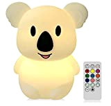 VKK Koala Luce notturna per bambini LED, illuminazione per bambini in silicone ricaricabile tramite USB, 2 diverse modalità 8 colori ...