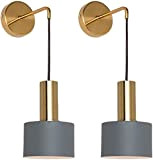 Wall Scones Sets of 2 Battery Operated Wall Lights with Remote,Wireless Wall Lamp Full Copper Brass Chandelier Hanging LED Wall ...