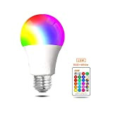 WANGPEI Lampadina LED E27 RGB Colorata,15W Lampada a Vite Edison Dimmerabile Cambia Colore con Telecomando IR,Luci D'atmosfera a 16 Colori ...
