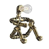 Water Pipe Robot Style Lampada da tavolo Vintage Industrial Lampada Steampunk Lampada da Tavolo Ferro Retro Lampada da Comodino per ...