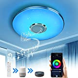 Wayrank Plafoniera LED con Altoparlante Bluetooth,36W RGB Lampada da Soffitto con Telecomando e Controllo APP, Lampada LED Colorata Compatibile con ...