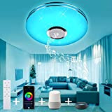 WAYRANK Plafoniera LED Soffitto con Altoparlante Bluetooth, Lampada da Soffitto Smart Wifi RGB 36W 3600lm, Compatibile con Alexa Google Home, ...