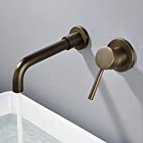WEI-LUONG In-parete a scomparsa antico acqua calda e fredda del rubinetto europea bagno retrò Lavabo rubinetto di lavabo Set bronzo ...