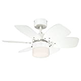 Westinghouse Lighting Ventilatore a Soffitto Flora Royale E27, 60 W, Finitura, Pale in Bianco/Acero Chiaro