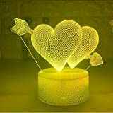 White Crackle Night Light Pierce Your Heart 3D Night Light con cuore Led Touch Switch Atmosfera colorata per la decorazione ...