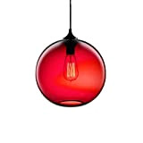 Wings of wind - Industrial Vintage sferica lampadario E27 lampada a sospensione soffitto colorato Glass Cage (Rosso)