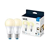 WiZ Lampadina Smart, Attacco E27, Luce Bianca Calda Dimmerabile, 2 pezzi, 8W, Wi-Fi, Bluetooth