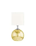 WOFI Lampada da tavolo in metallo, E14, 50 W, colore: oro, 15,2 x 15,2 x 33,5 cm