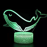 Wonderful Whale 3D Vision Light Base acrilica Crack Luce notturna multicolore Luce LED Decorazione creativa multicolore Lampada da tavolo piccola