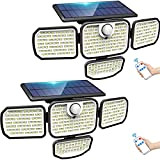 Woolmug Luce Solare LED Esterno 4 Testa【2 pezzi 286 LED 】 Faretti Solari a Led da Esterno con Sensore di ...