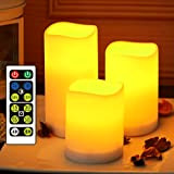 WRalwaysLX Candele senza fiamma con timer, LED tremolanti con telecomando, candele a batteria per esterni e interni, 3 candele, alimentate ...