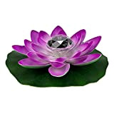 Wyi - Lampada galleggiante impermeabile a forma di loto con fiori di loto a energia solare, luci notturne galleggianti per ...