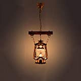 XAJGW Lanterna in legno vecchia barca Lanterne in cherosene vintage LOFT Lampada a sospensione in metallo antico Nostalgia Lampada a ...