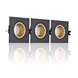 Xanlite PACK3SP50CANO - Set di 3 faretti LED da incasso, GU10, 50 W, 2700 K, quadrato, orientabile, colore: Nero e ...