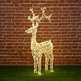 XMASKING Renna con Cristalli H120 cm, 250 LED Bianco Caldo, Renne Luminose per Esterno, Decorazioni di Natale, luci Natalizie, Figure ...