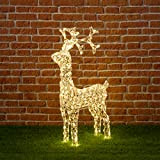 XMASKING Renna in Cristalli acrilici, H90 cm, 200 LED Bianco Caldo, Renne Luminose per Esterno, Decorazioni di Natale, luci Natalizie, ...