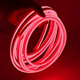 XUNATA 5m Rosso Striscia LED al Neon con Alimentatore, Flessibile, Impermeabile, DC 12V Luci LED 2835 per Esterni, Feste, Decorazione ...