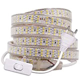 Xunata Super Luminoso Striscia LED con Interruttore, 220V SMD 2835 276 LEDs / m, IP65 Impermeabile, Flessibile Striscia a LED ...