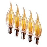 Yaeer, 5 lampadine LED retrofit, con luce effetto lume di candela, con attacco E14, da 4 W, con avvitamento di ...