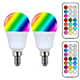 YAKAiYAL Lampadina LED E14 RGBW G45 3W Bianco Caldo RGB 12 Colori che Cambiano SES E14 Lampada A45 2 Modalità ...