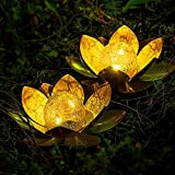 YARNOW Lampada solare a LED a forma di fiore di loto, lampada solare con grande luce grazie all'effetto vetro infrangibile, ...