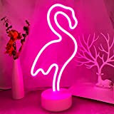 YIVIYAR LED Neon Fenicottero Insegna con Luce al Neon a LED con Base, Rosa Insegne Luminose per Decorazioni da Camera ...