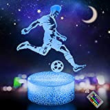 Yoyduck Lampada Da Calcio 3D, Lampada a LED Illusione con 16 Cambi di Colore e Telecomando, Decorazioni per La Camera ...