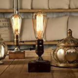 YUENSLIGHTING Vintage Loft Lampade da tavolo Dimmerabile in legno Lampada da tavolo Home Light Bar Decor
