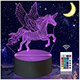 yumcute Luce ​Notturna Unicorno, Lampada Unicorno Cavallo 3D per Bambini, Smart Touch a 16 Colori e Telecomando, Cavallo Regali Compleanno ...