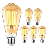 YUNLIGHTS Lampadine Vintage LED E27 - 8W (Equivalente a 80 W) Lampadina Vintage Edison ST64 E27 Dimmerabile Retro Lampade Decorativa ...